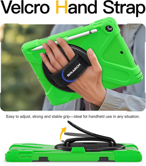 BRAECN Protective Shock-Proof Silicone Case for iPad 6th/5th Generation, Built-in Pencil Holder, 360 Degree Rotating