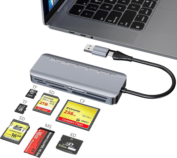 clickfish 7 in 1 Memory Stick Pro Duo Card Reader, USB-C Multi Cards