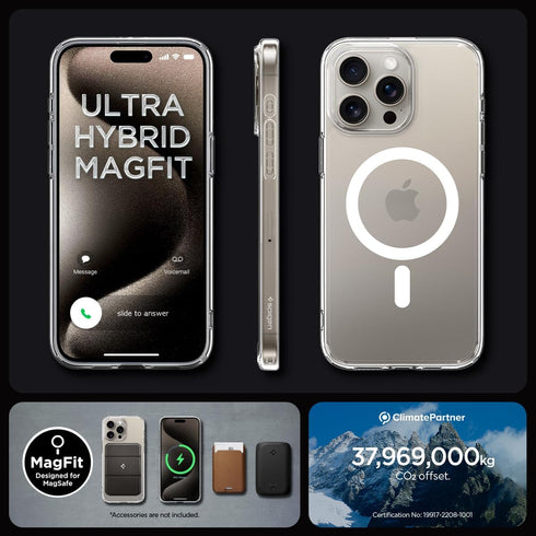 Spigen iPhone 15 Pro Case - Magnetic Ultra Hybrid MagFit, Military-Grade Protection, Anti-Yellowing, MagSafe Compatible