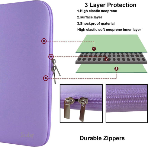 15.6 Inch Laptop Sleeve, Neoprene Notebook Case Compatible with Asus/Dell/Fujitsu/HP/Sony/Toshiba/Acer (Purple)