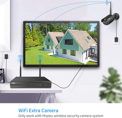 Hiseeu 5MP Black Camera Add on, Waterproof Outdoor Indoor 3.6mm Lens IP Day & Night Vision with DC 12V Power Adapter