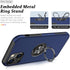 PELEPUES Shockproof Case for iPhone 13, Military Grade Cover with Embedded Finger Ring and Reinforced Metal Stand (Blue)