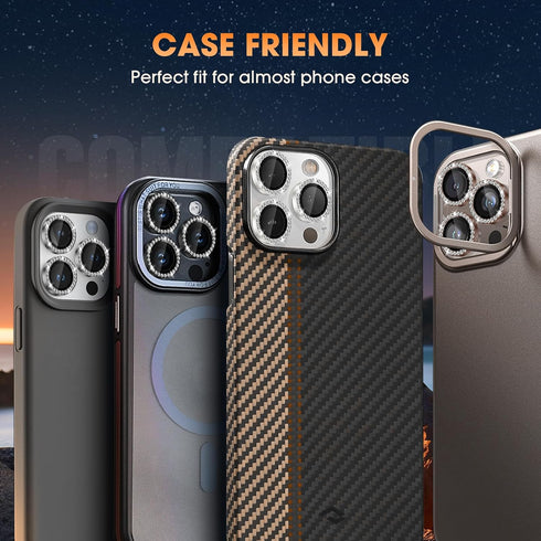 Xfilm iPhone 16 Pro/16 Pro Max Camera Lens Protector with Bling Metal Diamond Ring
