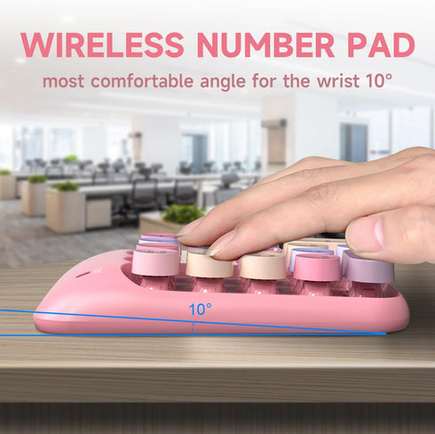 MOFII Wireless Number Pads - Pink Numeric Keypad, 18 Keys USB 2.4G, Portable Numpad for Laptop/PC