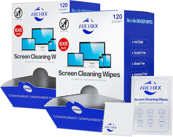 ARCHXX Screen Wipes for Electronics, 240 Count 6"x6" Pre-Moistened Screen Cleaner for