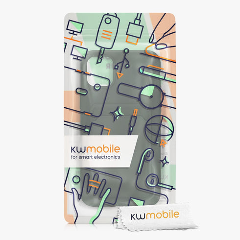 kwmobile 11 Case Compatible with Apple iPhone Case - TPU Phone Cover with Credit Card Holder - Dark Green