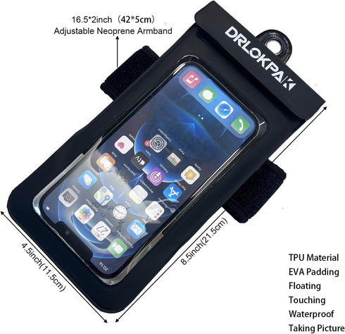 Waterproof Phone Case Armband Surfing Dry Bag Floating Waterproof Pouch Holder for iPhone 15 14 13 12 Pro Max XS Plus Se Galaxy S23 + Ultra W24 Google LG Phone up to 7inch
