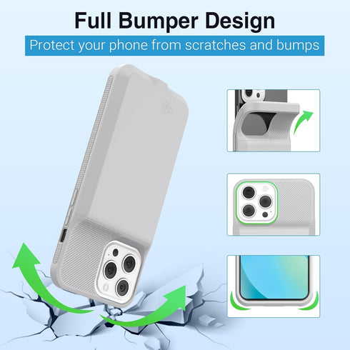 ZENEE Battery Case for iPhone 13/13 Pro/14/14 Pro, 7000mAh Portable Extended Charger Cover (6.1 inch) - Gray