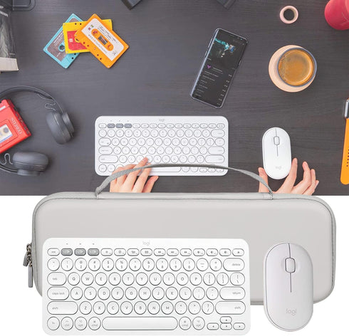 Aproca Grey Hard Travel Storage Case for Logitech K380 Multi-Device Bluetooth Keyboard and Logitech Pebble M350 / i345