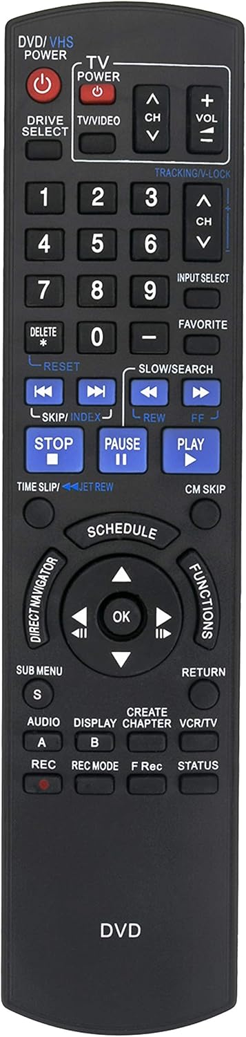 N2QAYB000197 Remote Compatible with Panasonic DVD VCR Models N2QAYB000196 N2QAYB000211 N2QAYB000212