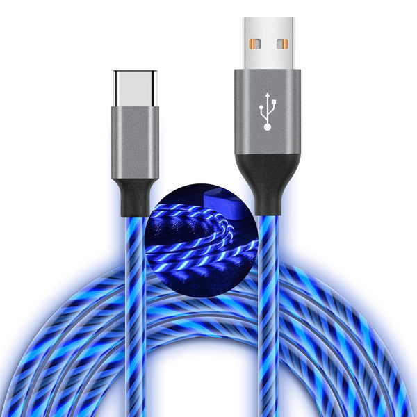 USB C Cable, 6ft Light Up Type C Charger Fast Charging Cord Compatible with iPhone 15, Samsung Galaxy S10 S9 S8 Plus,