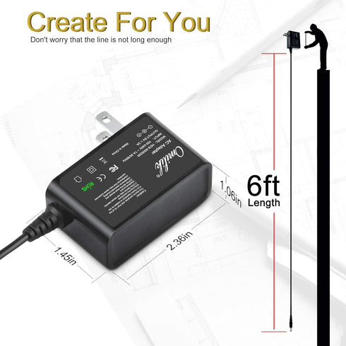 5V 2A DC Power Supply Adapter, Output DC 5V 2000mA for LED Strip, String Lights, Wireless Router, LCD, Hub, Switches,