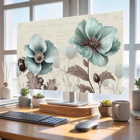 Yukro 40 Inch, 35"x22" Victorian Style Indoor TV Dust Cover, Vintage Blue Flowers Broccoli Elastic TV Dustproof Cover