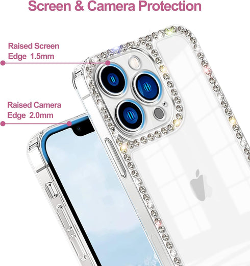Cute Bling Diamond Rhinestone Clear Case for iPhone 11, Luxury Fashion Protective 3D Phone Case for Girls & Women
