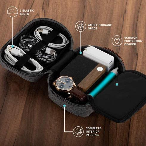 UT Wire Pocket for Gadgets Trifold Travel Case Organizer Pouch Padded for Electronics Accessories, Cables, Tech Gear
