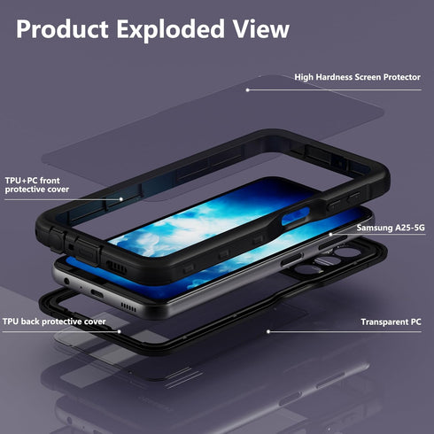 Waterproof Case for Galaxy A25 5G, Full Body IP68 Underwater Clear Protective Case with Built-in Screen Protector Heavy