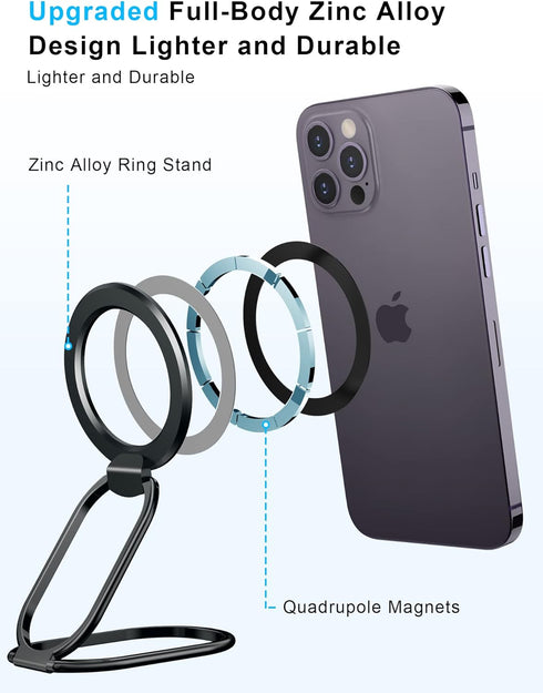?2024 Upgraded? Mag Safe Phone Ring Holder, Adjustable Magnetic Kickstand Compatible with iPhone 15 & 14 Series