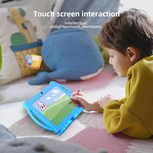 Kids Tablet 7 Inch for Kids Android 12, Toddler Tablets with Protective Cover, 32GB+4GB WiFi Bluetooth Dual Camera,