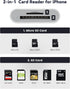 SD Card Reader for iPhone iPad - Dual Connector (Lightning & USB-C) Micro SD Memory Card Adapter