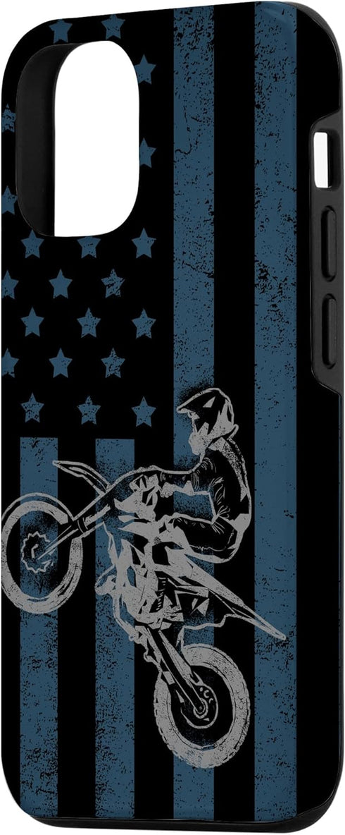 iPhone 13 Dirt Bike US Flag Vintage Motocross Racing Patriotic Gift Case