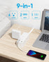 Short Extension Cord 1ft - Olcorife Flat Plug Power Strip with 6 Outlets and 3 USB Ports (1 USB C), Small Outlet