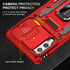 Samsung Galaxy A42 5G Case with Slide Camera Cover, Military Grade Shockproof Armor Heavy Duty Case - Red