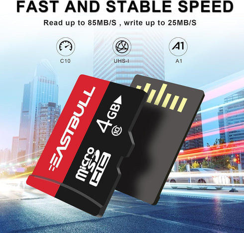 EASTBULL 4GB Micro SD Cards - 10-Pack Full HD Video 90MB/s UHS-I U1 for Surveillance Security Cam