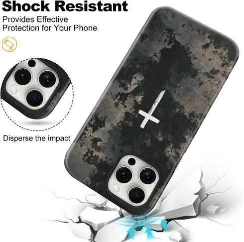 flewfun 15 Magnetic for iPhone Case Christian Cross Camo Phone Case, Shockproof Slim Soft TPU and Hard PC Protective