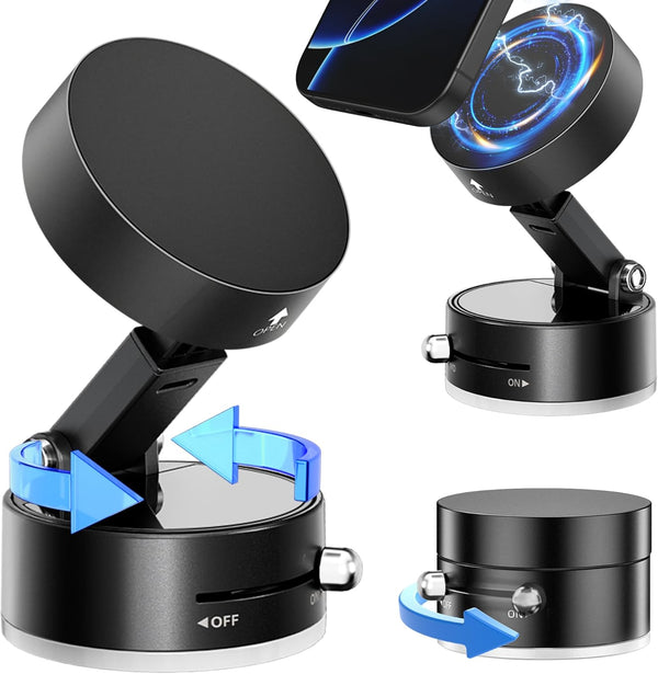 Seltureone Vacuum Magnetic Phone Holder2025 Upgrated,360 Rotatable and Retractable Vacuum Suction Phone Stand