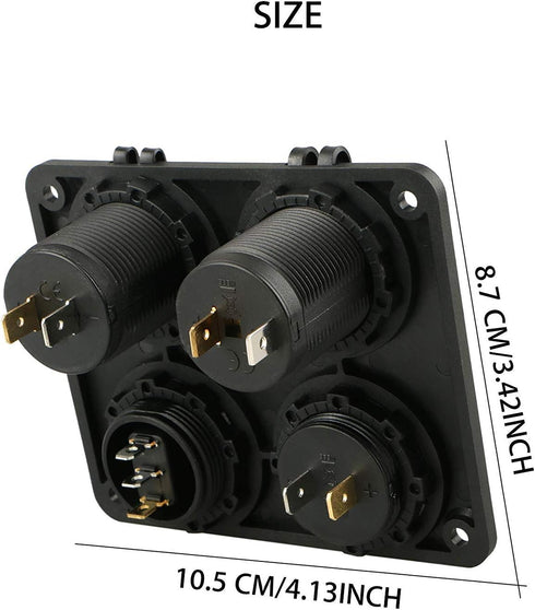 Linkstyle 4 in 1 Charger Socket Panel, 12V Dual USB Charger Socket & LED Voltmeter for Car & Marine