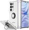 Galaxy S24 Ultra Case Clear with 360° Rotation Metal Ring Holder Stand, Soft TPU Bumper & Hard Protective Case for