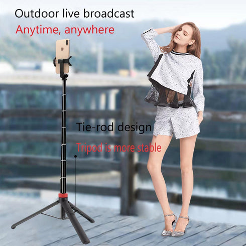 NEWYIHOKJ 66" 66 Tripod for iPhone & Camera, Portable Phone Tripod with Rechargeable Remote Control and Rotate Phone