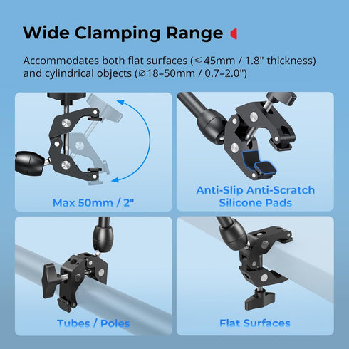 SMALLRIG 24.3x4.5x1.1 0.6lb 5624 Desktop Magic Arm Support with Crab-Shaped Clamp Kit, Aluminum Alloy, in, Payload