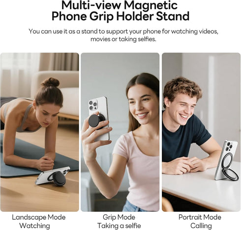 Grippopso for MagSafe Phone Grip, Magnetic Phone Grip Holder Built-in Phone Stand, Magnetic Collapsible Expandible