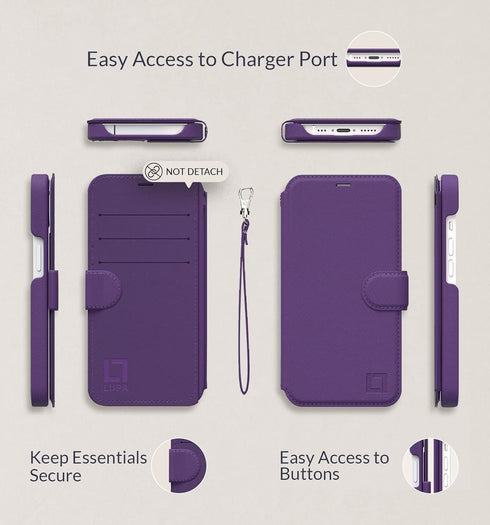 Compatible iPhone 11 Wallet Case for Women and Men, Slim Durable Faux Leather Flip Case with Card Holder, Purple