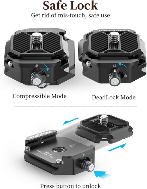 ULANZI F38 Camera Quick Release Plate with 1/4" to 3/8" Screw Thread, Quick Release System QR Plate Camera Tripod Mount