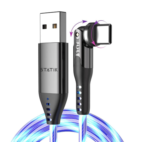 Statik PowerPivot GloBright 360 Magnetic Charging Cable, 6FT/2M Light Up Magnetic USB C Charger Cord with LED