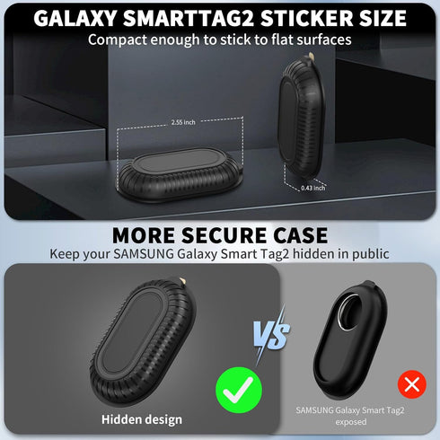 2 Pack Adhesive Case for Samsung Galaxy SmartTag2, Hidden Full Protective Silicone Case with 3M Adhesive Sticker