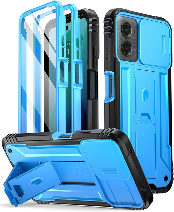 Poetic Revolution Case for Motorola Moto G 5G 2024, Light Blue, Full-Body Rugged Shockproof Cover with Kickstand &