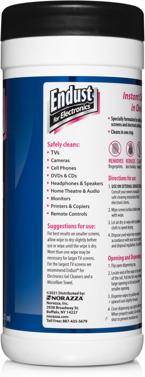 Endust For Electronics; Cleaning Wipes for Screens & Electronics Surfaces; Pre-Moistened, Alcohol & Ammonia Free, 140 Count (Pack of 2)