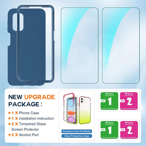 LeYi for Samsung A32 5G Case, Full-Body Shockproof Soft Liquid Silicone Phone Case with 2 x Tempered Glass Protector,