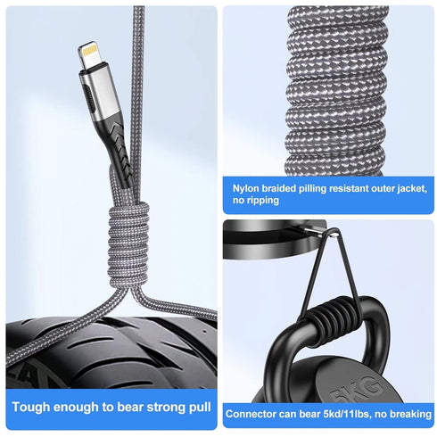 Apple MFi Certified 3-Pack 6FT USB A Cable for iPhone Charging - Fast Charger for iPhone Xs