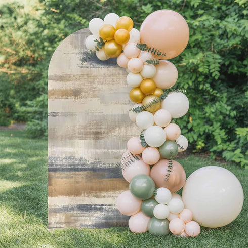 LFoveYuamer 7.2 Ft Arch Backdrop Cover, Brown Beige Ombre Decorative Wedding Arch Covers Spandex Fitted, Geometric Oil