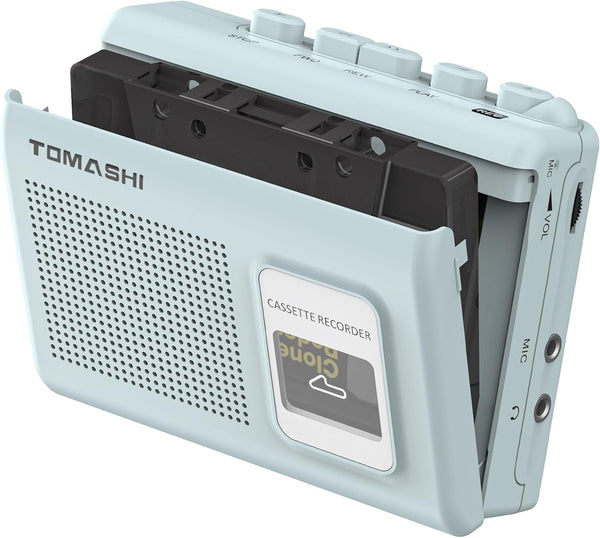 TOMASHI Portable Cassette Player Tape Recorder with Built-in Speaker,Microphone,Headphone Jack-, 4.57 x 3.54