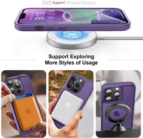 Vooii iPhone 13 Pro Case - Deep Purple, Shockproof, Translucent Matte, MagSafe Compatible, Protective Cover for 6.1"