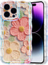 UEEBAI Case for iPhone 14 Pro Max 6.7 inch, Colorful Retro Oil Painting Flower Case Pretty Glossy Pattern Wave Case Cute Sparkly Floral Curly Cover Stylish Soft Case for Women and Girl - Orange Yellow