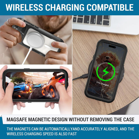 for iPhone 15 Case, IP68 Full-Body Rugged Waterproof Shockproof Protective Cover, Built-in 6H Screen Protector,