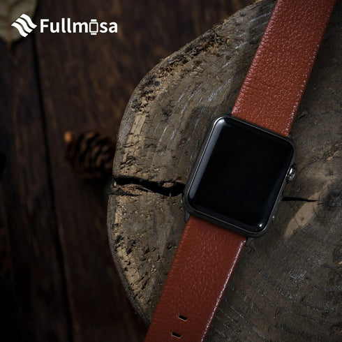Fullmosa Leather Bands for Apple Watch, Compatible with 49mm 46mm 45mm 44mm 42mm, Brown/Smoky Grey