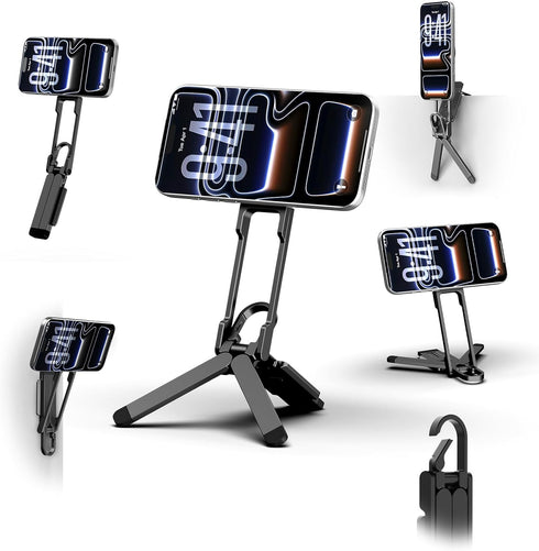 COMAN DP58 Magnetic Phone Tripod, Aluminum MagSafe Tripod Stand with Carabiner, Mini Portable