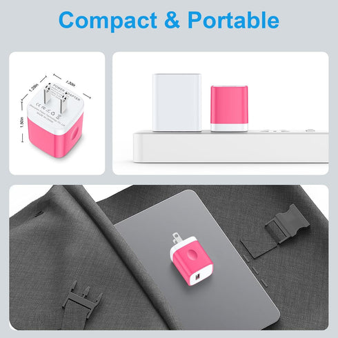 USB Wall Charger Block, 2 Pack USB Power Adapter for iPhone 15 Pro/14 Pro Max/13/12/11/SE/XS/XR/Samsung Galaxy